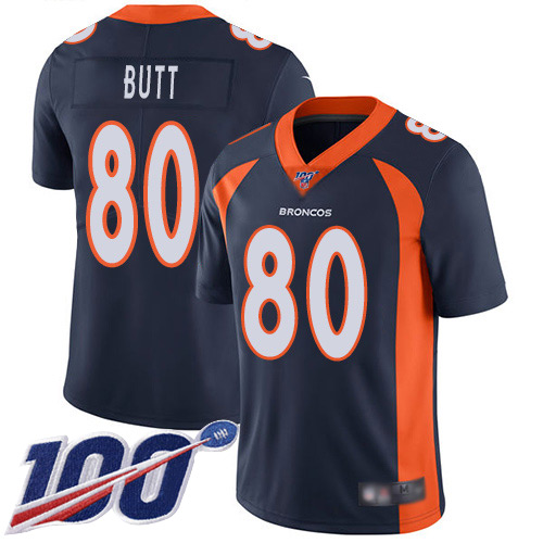 Men Denver Broncos #80 Jake Butt Navy Blue Alternate Vapor Untouchable Limited Player 100th Season Football NFL Jersey->denver broncos->NFL Jersey